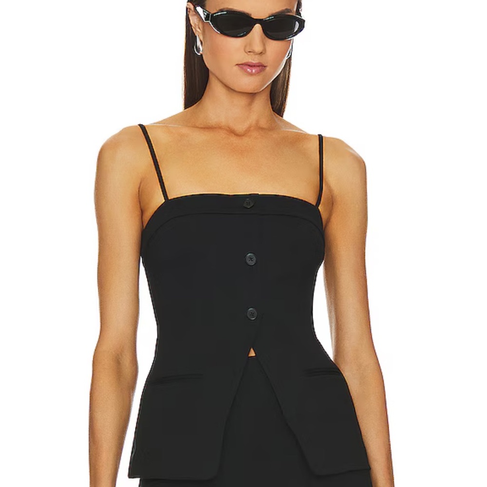 L'Academie Black Button-Up Top
